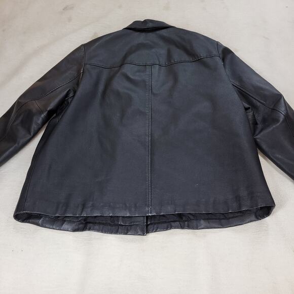 Vintage Winlit Jacket Womens Size 2X Black New York Large Button Leather Coat - Picture 16 of 16